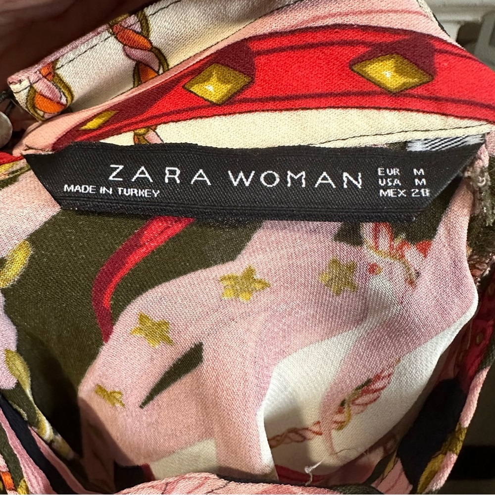 Zara Black, Pink, Red & Olive Chain-Print Mini Dress - Picture 6 of 7